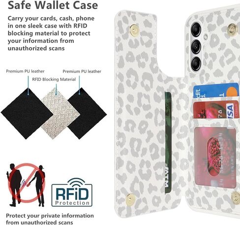 iCoverCase Compatible with Samsung Galaxy A14 5G Case with Card Holder, A14 5G Wallet Case for Women Men [RFID Blocking] PU Leather Protective Phone Case for A14 5G (Gray Leopard) in Saudi Arabia