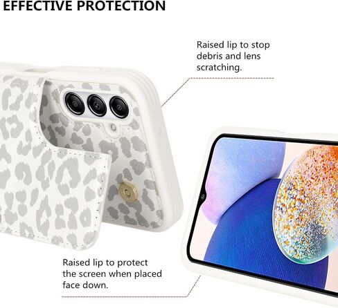 iCoverCase Compatible with Samsung Galaxy A14 5G Case with Card Holder, A14 5G Wallet Case for Women Men [RFID Blocking] PU Leather Protective Phone Case for A14 5G (Gray Leopard) in Saudi Arabia