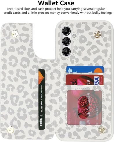 iCoverCase Compatible with Samsung Galaxy A14 5G Case with Card Holder, A14 5G Wallet Case for Women Men [RFID Blocking] PU Leather Protective Phone Case for A14 5G (Gray Leopard) in Saudi Arabia