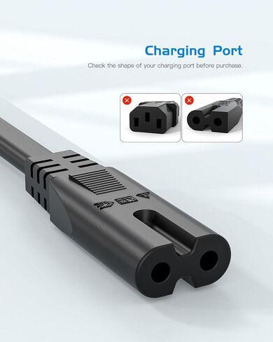 AC Charger Cable Fit for Universal 2 Prong Power Cord (See The Detail Page for More Information) in Kuwait