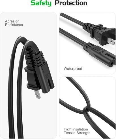 AC Charger Cable Fit for Universal 2 Prong Power Cord (See The Detail Page for More Information) in Kuwait