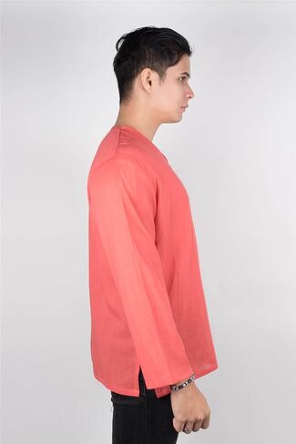 LOFBAZ Men's T-Shirt 100% Cotton Beach Hippie Shirt V-Neck Yoga Tunic Top in Saudi Arabia