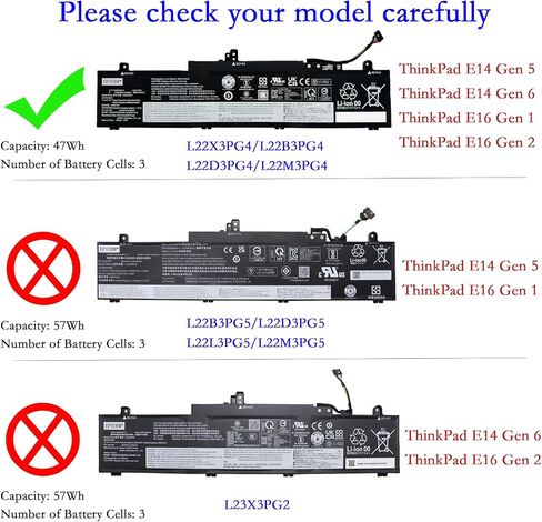 L22X3PG4 Laptop Battery 47Wh Compatible with Lenovo ThinkPad E14 Gen 5 / E14 Gen 6 / E16 Gen 1 / E16 Gen 2 Series L22B3PG4 L22D3PG4 L22M3PG4 in Saudi Arabia