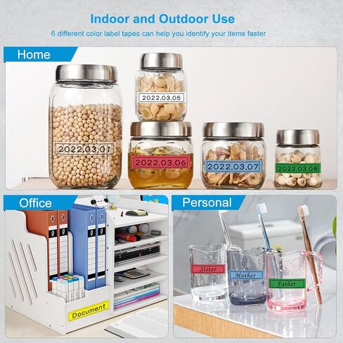 شريط ألوان BOYEEZON 6Pk PTD210 قابل لإعادة التعبئة TZ مقاس 12 مم 0.47 متوافق مع شريط Brother P Touch Label Maker TZe-231 131 431 531 631 731 أبيض/شفاف/أحمر/أزرق/أصفر/أخضر لـ PT-D210 H100 D600 in Saudi Arabia