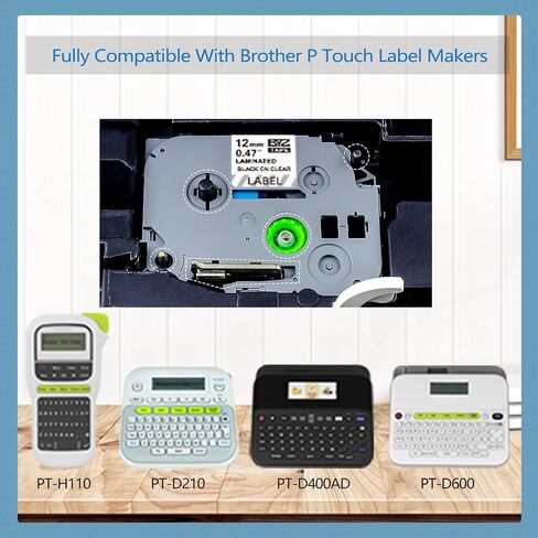 شريط ألوان BOYEEZON 6Pk PTD210 قابل لإعادة التعبئة TZ مقاس 12 مم 0.47 متوافق مع شريط Brother P Touch Label Maker TZe-231 131 431 531 631 731 أبيض/شفاف/أحمر/أزرق/أصفر/أخضر لـ PT-D210 H100 D600 in Saudi Arabia