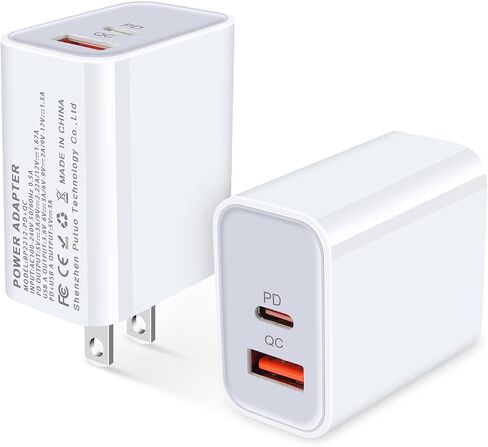 20W Dual-Port iPhone Charger USB C Wall Plug, 2Pack QC+PD 3.0 Power Adapter USB and USB C Wall Fast Charger Block for iPhone 15/15 Pro Max/15 Plus/14 Pro Max/14 Plus/13 Pro Max/12 Mini/11/SE/XR/XS/X in Saudi Arabia