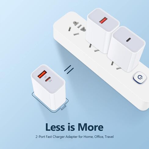 20W Dual-Port iPhone Charger USB C Wall Plug, 2Pack QC+PD 3.0 Power Adapter USB and USB C Wall Fast Charger Block for iPhone 15/15 Pro Max/15 Plus/14 Pro Max/14 Plus/13 Pro Max/12 Mini/11/SE/XR/XS/X in Saudi Arabia