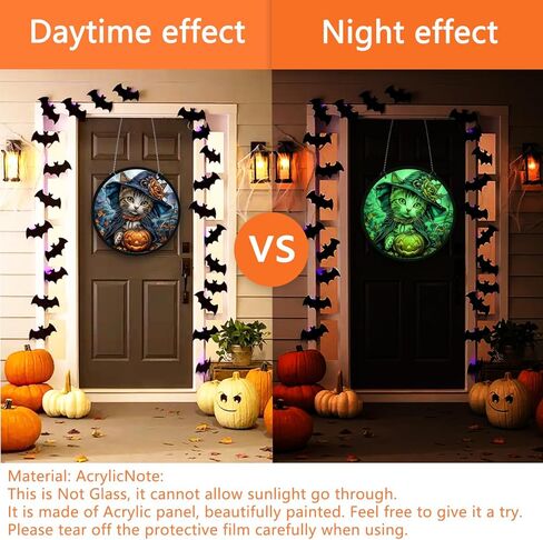 2024 Fluorescence Halloween Wall Decoration Acrylic Glow in the Dark Halloween Door Sign Hanging Ornament Skull Wall Art Decor Luminous Sign for Outdoor Indoor Halloween Party Accessories (11.8"/30cm) in Saudi Arabia