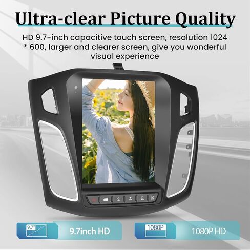 9.7 inch Android 13 Car Stereo for Ford Focus 2012-2018 with Wireless Carplay and Android Auto - 2+64G HD Touchscreen Bluetooth Radio with HiFi GPS Navigation WiFi + Backup Camera in Saudi Arabia