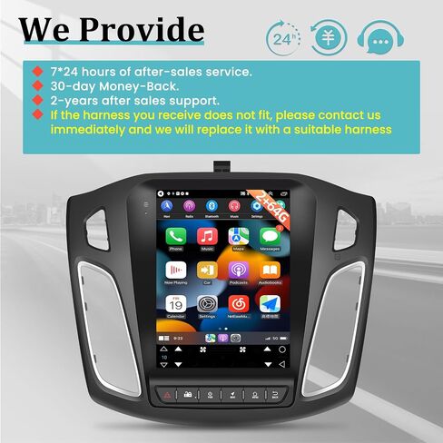 9.7 inch Android 13 Car Stereo for Ford Focus 2012-2018 with Wireless Carplay and Android Auto - 2+64G HD Touchscreen Bluetooth Radio with HiFi GPS Navigation WiFi + Backup Camera in Saudi Arabia