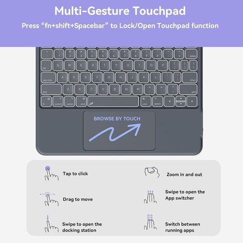 Case with Keyboard Compatible for iPad Pro 12.9-inch (6th, 5th, 4th Gen): Bluetooth Wireless Detachable Magnetic Stand Rechargeable Keyboard with Removable Cover with Trackpad, White Backlit (Purple) in Saudi Arabia