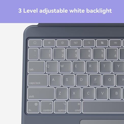 Case with Keyboard Compatible for iPad Pro 12.9-inch (6th, 5th, 4th Gen): Bluetooth Wireless Detachable Magnetic Stand Rechargeable Keyboard with Removable Cover with Trackpad, White Backlit (Purple) in Saudi Arabia