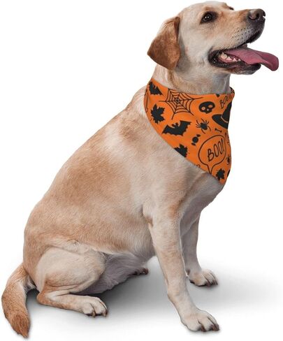 Halloween Dog Bandana,Pumpkin Bat Pet Scarf Dog Triangle Dog Scarf,Reversible Pet Scarf for Boy and Girl, idea (Yellow) in Saudi Arabia