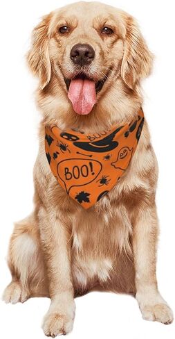 Halloween Dog Bandana,Pumpkin Bat Pet Scarf Dog Triangle Dog Scarf,Reversible Pet Scarf for Boy and Girl, idea (Yellow) in Saudi Arabia