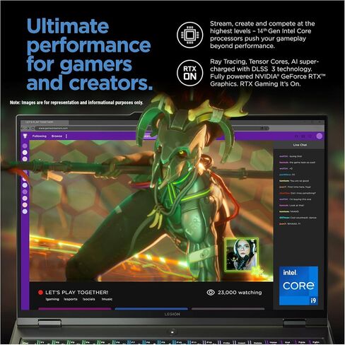كمبيوتر محمول للألعاب Lenovo Legion Pro 5i، معالج Intel Core i9-14900HX الرابع عشر، شاشة WQXGA مقاس 16 بوصة، ذاكرة وصول عشوائي DDR5 سعة 32 جيجابايت، محرك أقراص PCIe SSD سعة 2 تيرابايت، NVIDIA GeForce RTX 4070، لوحة مفاتيح بإضاءة خلفية، نظام التشغيل Window in Saudi Arabia