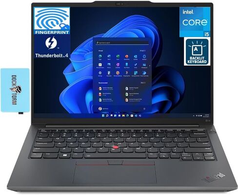 كمبيوتر محمول Lenovo ThinkPad E14 G5 للمدرسة والأعمال بشاشة 14.0 بوصة IPS WUXGA (Intel i5-1335U، ذاكرة الوصول العشوائي 16 جيجابايت، 512 جيجابايت PCIe SSD، KYB بإضاءة خلفية، بصمة الإصبع، Thunderbolt 4، Win11P) مع موسع منفذ USB DKZ in Saudi Arabia