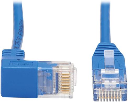 كابل Tripp Lite Down Angle Cat6 Ethernet، كابل توصيل شبكة UTP رفيع مصبوب جيجابت، أزرق، 5 أقدام (N204-S05-BL-DN) in Saudi Arabia