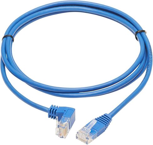 كابل Tripp Lite Down Angle Cat6 Ethernet، كابل توصيل شبكة UTP رفيع مصبوب جيجابت، أزرق، 5 أقدام (N204-S05-BL-DN) in Saudi Arabia
