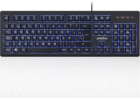 Perixx PERIBOARD-329ES لوحة مفاتيح مضيئة مع كابل USB - 19 لوحة مفاتيح عالية الجودة ومقص ومضاد للظلال - إضاءة LED متعددة الألوان - QWERTY Español in Kuwait