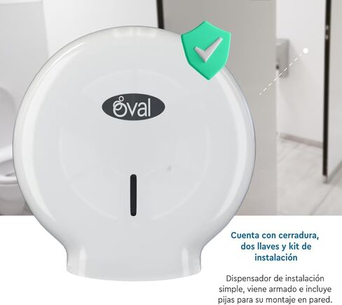 OVAL - Toilet Paper Dispenser Jumbo Jr Polypropylene |5 Tissue dispensers for 9" Toilet Paper Rolls | Durable, Easy-to-Install, and Compact Design with 2 Keys Included, Perfect for High-Traffic Areas in Kuwait