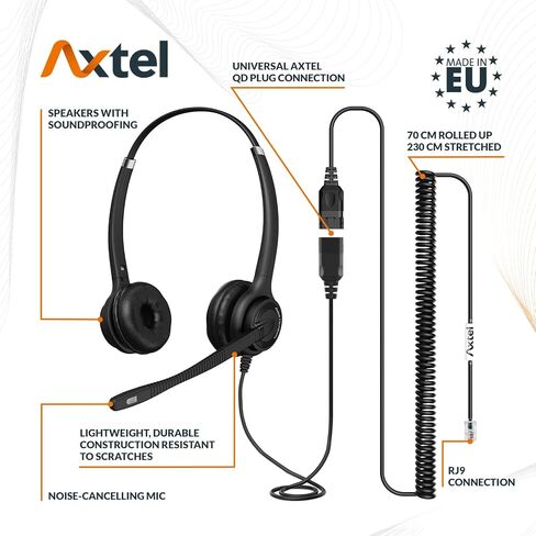 حزمة Axtel Elite HDvoice Duo NC مع كابل AXC-02 | إلغاء الضوضاء - متوافق مع هواتف سلسلة Grandstream GXP1600، GXP1700، GXP2100، GRP2600 in Saudi Arabia