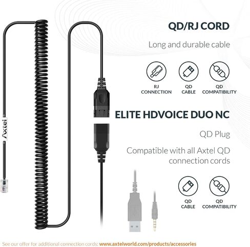 حزمة Axtel Elite HDvoice Duo NC مع كابل AXC-02 | إلغاء الضوضاء - متوافق مع هواتف سلسلة Grandstream GXP1600، GXP1700، GXP2100، GRP2600 in Saudi Arabia