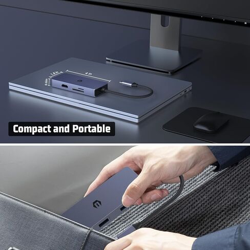 محول USB C متعدد المنافذ بـ 6 منافذ، محور USB C، شاشة ثلاثية USB C إلى HDMI، VGA، دونجل مع USB A، قارئ بطاقة SD/TF، ​​محور USB C متعدد المنافذ لأجهزة الكمبيوتر المحمول USB C والأجهزة الأخرى in Kuwait