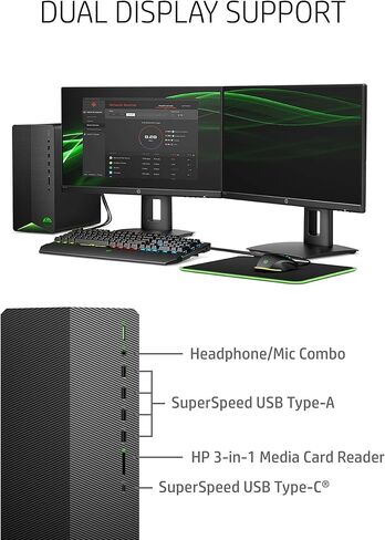 HP Victus 15L Gaming Desktop 2023 Newest, Intel Core i7-12700 up to 4.9GHz(12 cores), NVIDIA GeForce RTX 3060 Graphics, 64GB RAM, 2TB SSD, Wi-Fi 6, Bluetooth, Windows 11 Home in Saudi Arabia