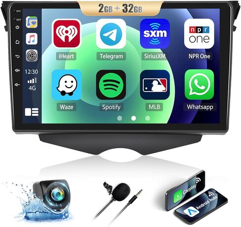 2G + 32G راديو ستيريو للسيارة مع Apple CarPlay اللاسلكي Android Auto لسيارة Hyundai Veloster 2012-2017 9 بوصة شاشة لمس Android راديو السيارة بلوتوث مع نظام ملاحة GPS واي فاي كاميرا احتياطية FM RDS وحدة رئيسية in Saudi Arabia