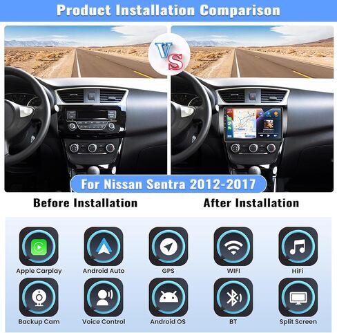 2G+64G لسيارة Nissan Sentra 2012-2017 Android 13 Car Stereo Wireless CarPlay Android Auto GPS Navi، شاشة لمس 10.1 بوصة صوت هاي فاي واي فاي/بلوتوث، FM/RDS، SWC، USB مزدوج + كاميرا احتياطية وميكروفون in Kuwait