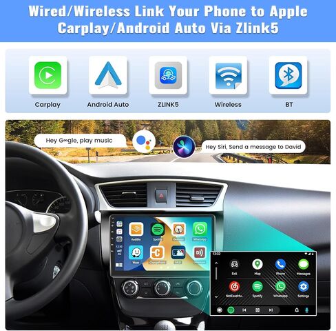 2G+64G لسيارة Nissan Sentra 2012-2017 Android 13 Car Stereo Wireless CarPlay Android Auto GPS Navi، شاشة لمس 10.1 بوصة صوت هاي فاي واي فاي/بلوتوث، FM/RDS، SWC، USB مزدوج + كاميرا احتياطية وميكروفون in Kuwait