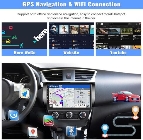 2G+64G لسيارة Nissan Sentra 2012-2017 Android 13 Car Stereo Wireless CarPlay Android Auto GPS Navi، شاشة لمس 10.1 بوصة صوت هاي فاي واي فاي/بلوتوث، FM/RDS، SWC، USB مزدوج + كاميرا احتياطية وميكروفون in Kuwait
