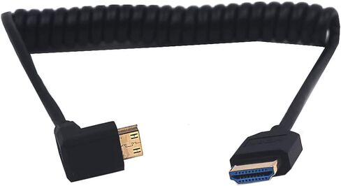 كابل ملفوف HDMI 8K بطول 4 أقدام، زاوية يمنى 90 درجة ميني HDMI 8K ذكر إلى HDMI 8K كابل حماية محول ذكر، ميني HDMI 2.1 إلى HDMI 2.1 إصدار سلك زنبركي حلزوني، 8K@60HZ in Saudi Arabia