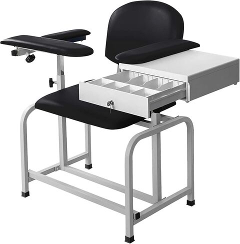 Helsevesen Large Padded Phlebotomy Chair with Large Drawer, Black in Saudi Arabia