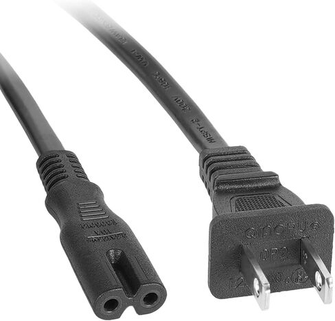 سلك طاقة للتلفزيون بطول 12 قدم لهاتف Samsung LG TCL Roku Sony Insignia 2 Prong Cord TV Plug - استبدال كابل الطاقة غير المستقطب 125 فولت من UL in Kuwait