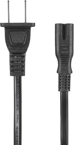 سلك طاقة للتلفزيون بطول 12 قدم لهاتف Samsung LG TCL Roku Sony Insignia 2 Prong Cord TV Plug - استبدال كابل الطاقة غير المستقطب 125 فولت من UL in Kuwait