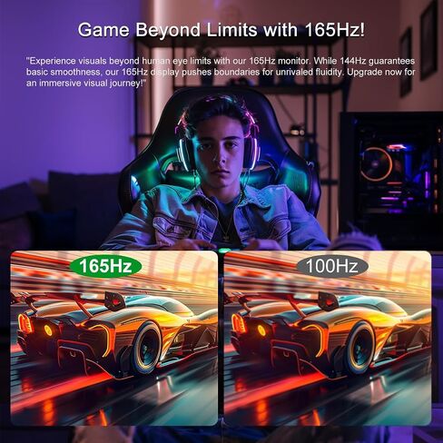 شاشة ألعاب 32 بوصة، 2560x1440 165 هرتز IPS بدون إطار 100% sRGB 92% NTSC DisplayPort وHDMI شاشة كمبيوتر مسطحة VESA مثبتة على الحائط (165 هرتز، 32 بوصة) in Saudi Arabia