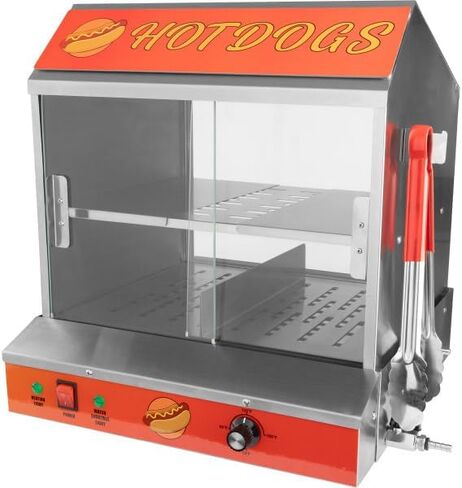 Hot Dog Machine - 34.5L Hot Dog Steamer with Bun Warmer - 1200W Hotdog Maker Holds 175 Hot Dogs and 40 Buns - Hot Dog Cooker by Great Northern Popcorn in Saudi Arabia