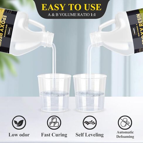 16OZ 3×UV Resistant Resin Kit,No Bubble & Crystal Clear Epoxy Resin for Coating, Casting, Table Top,DIY, Bar Top, River Tables, Resin Art, Wood with High Gloss Finish in Kuwait