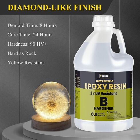 16OZ 3×UV Resistant Resin Kit,No Bubble & Crystal Clear Epoxy Resin for Coating, Casting, Table Top,DIY, Bar Top, River Tables, Resin Art, Wood with High Gloss Finish in Kuwait