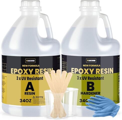 16OZ 3×UV Resistant Resin Kit,No Bubble & Crystal Clear Epoxy Resin for Coating, Casting, Table Top,DIY, Bar Top, River Tables, Resin Art, Wood with High Gloss Finish in Kuwait