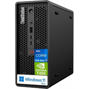 Lenovo ThinkStation P3 Ultra Small Form Factor i7-13700T، 32GB DDR5، 1TB NVMe، T400 4GB Graphics، WiFi 6 + BT، RJ-45، 3X miniDP، 3X DP Port، Win 11 Pro، 3YR، سطح المكتب للأعمال