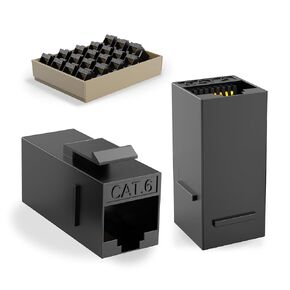 وصلة Keystone CableGeeker Cat6 RJ45 (25 حزمة)، مقبس حجر الزاوية من أنثى إلى أنثى Cat 6، إدراج وصلة Keystone مضمنة UTP للوحة الحائط ولوحة التصحيح، أسود