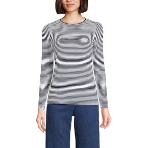 Lands' End Women's Plus Size Long Sleeve Lightweight Jersey Crew Neck Top