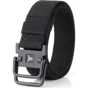 Elastic Belts for Men Women, Tactical Nylon Canvas Military Sports Belts with Double D-Ring Buckle 1.5 Inch