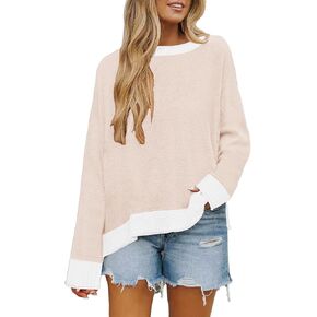 Women's Casual Long Sleeve Crew Neck Loose Knit Pullover Sweater Jumper Top in Kuwait