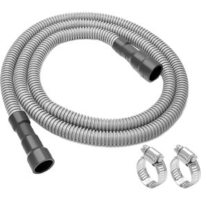 MyLifeUNIT Universal Dishwasher Drain Hose, Dishwasher Hose 6.6 Feet Elastic Corrugated Replacement with 2 Clamps