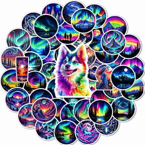 50Pcs Sticker - Northern Lights Sticker - Landscape Sticker - Scenery Sticker - Scrapbook Travel Decor - Notebook Skateboard Tumbler Sticker