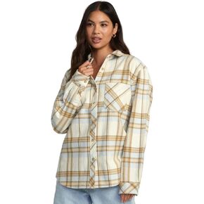 RVCA Women's Long Sleeve Woven Plaid Flannel Shirt