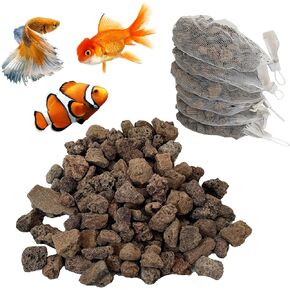 Hamiledyi 6 LB Aquarium Filter Media Bio Balls Ceramic Rings Media with Mesh Bag for Fish Tank and Pond Canister Biological Biofilter Filter (Black)